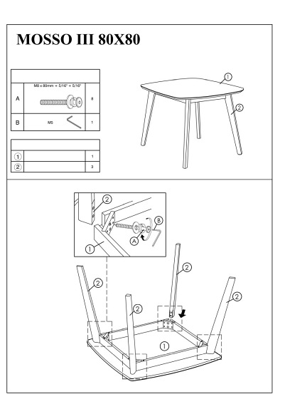 Stół MOSSO III 80x80 Dąb