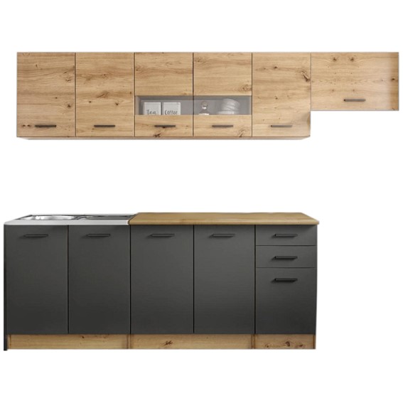 Kuchnia PERŁA 260 Dąb Artisan/Ciemny Popiel