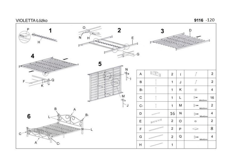 Łóżko VIOLETTA 120x200 Czereśnia Ant./Czarny