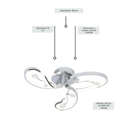 Lampa Sufitowa NATALIE 3 Chromowany