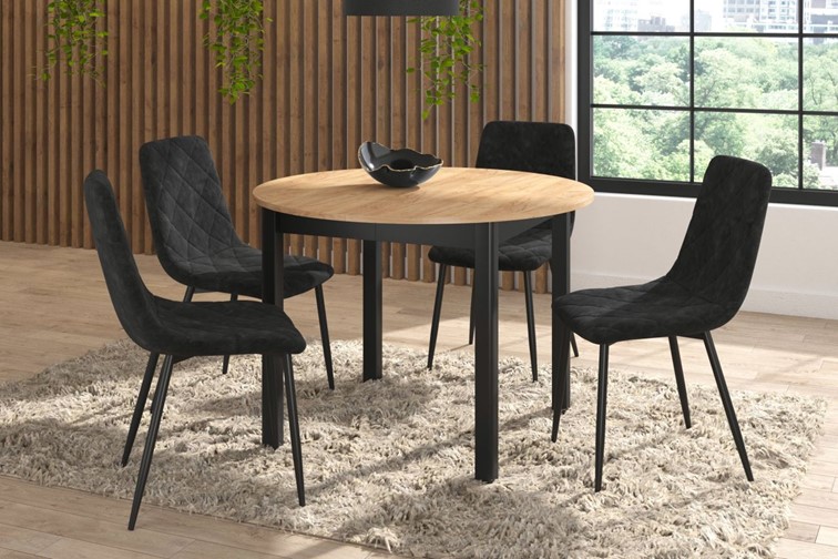 Stół Rozkładany ST5-FX (102-144)x102 Dąb Złoty Craft/Czarny