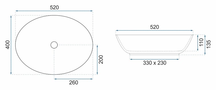 Umywalka Nablatowa MARGOT Złoty/Biały