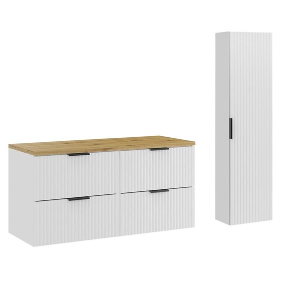 Zestaw Meblowy ADEL 120cm Biały Mat/Dąb Artisan