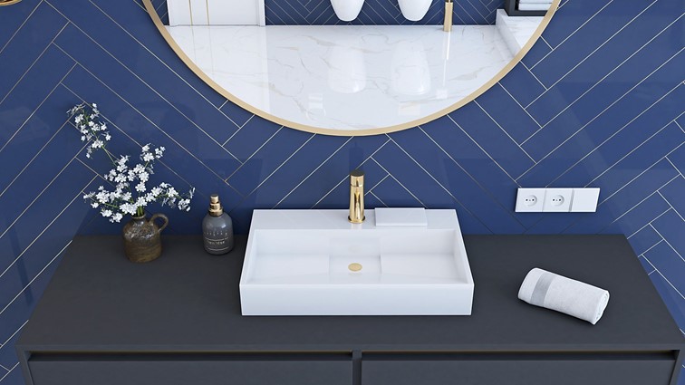 Umywalka Nablatowa Konglomeratowa GOYA 50 Biały