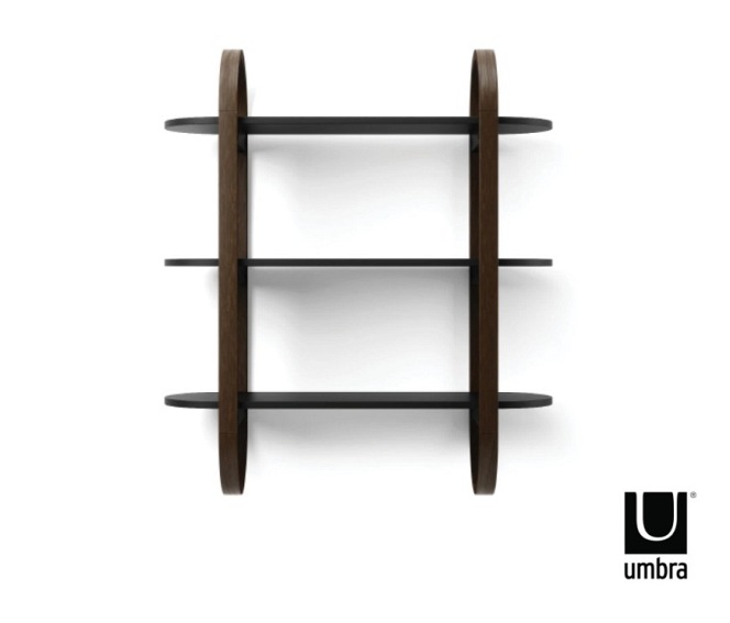 Półka Ścienna BELLWOOD Czarny/Orzech