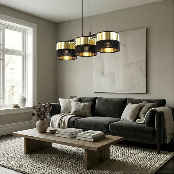 Lampa Wisząca LUX 3 Czarny/Złoty