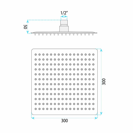 Deszczownica Kwadratowa JS-P015B 30cm Czarny