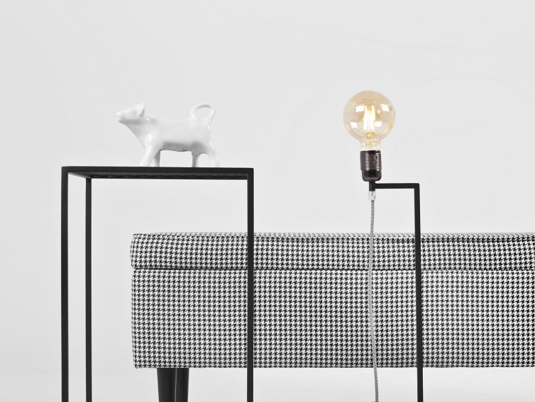 Puf Edi 120x40x50 Ciemna Pepita/Czarny