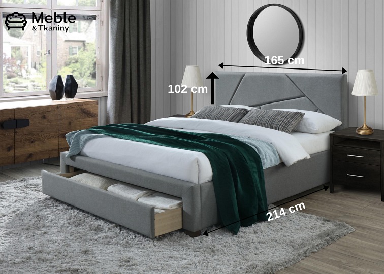 VALERY łóżko 160 cm z szufladami popiel