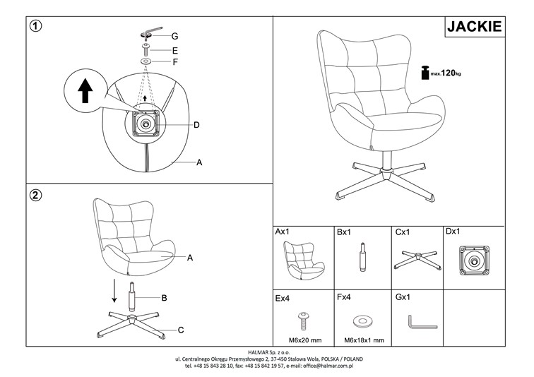 Fotel Wypoczynkowy JACKIE Ciemny Beżowy
