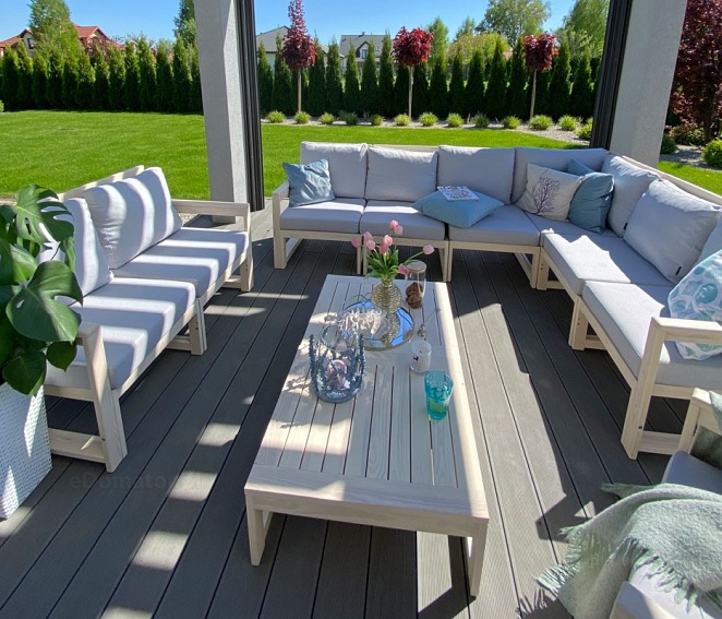 Sofa Ogrodowa Narożna MALTA 5-Osobowa Brązowy/Grafit