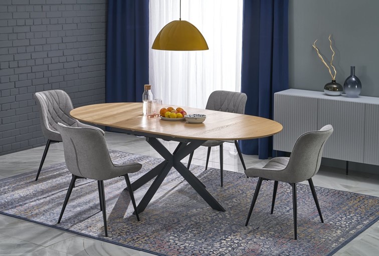 Stół Rozkładany ACORD (120-200)x120 cm Naturalny/Czarny