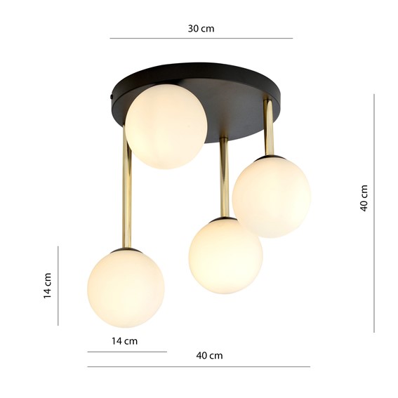 Lampa Sufitowa DOLCE 4 Czarny/Opal