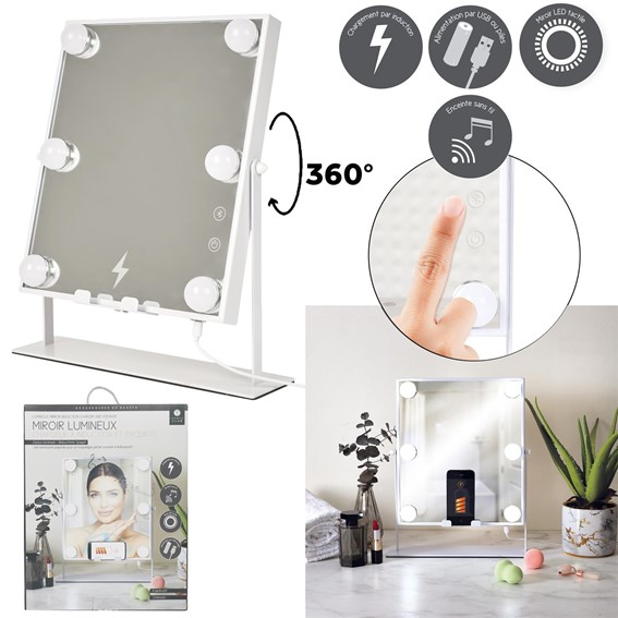 Lustro LED Z GŁOŚNIKIEM I ŁADOWARKĄ