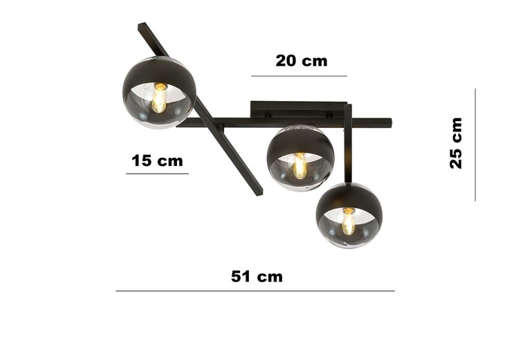 Lampa Sufitowa SMART 3 STRIPE Czarny