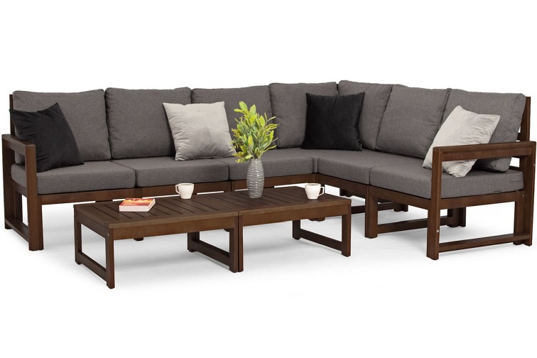 Zestaw Ogrodowy MALTA XXL 6-Osobowy ze Stolikiem Ciemny Brąz/Grafit