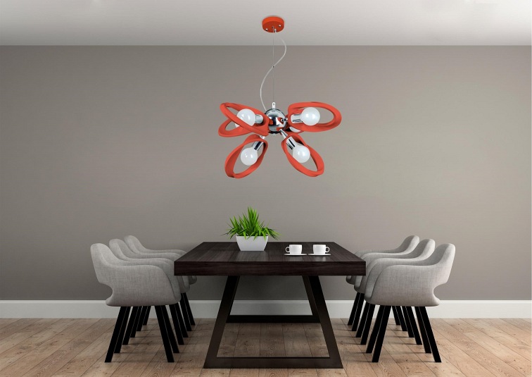 Żyrandol Emma 6 czerwony