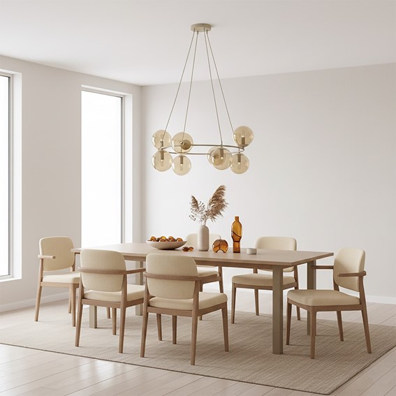 Lampa Wisząca AZURA 8 Beżowy/Bursztynowy