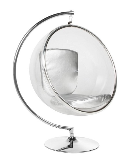 Fotel BUBBLE STAND Poduszka Srebrna Ekoskóra