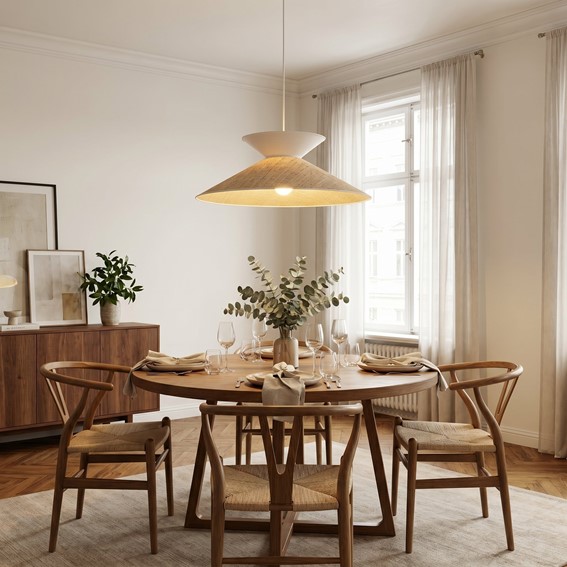 Lampa Wisząca SOFTA 1 Rattan/Biały