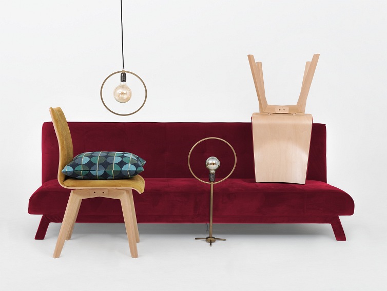 Sofa Rozkładana 3 os. Modes L 210x90x78 Soczysta Żurawina/Czarny