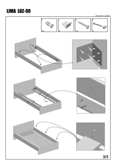 Łóżko LIMA 90x200 Dąb Sonoma