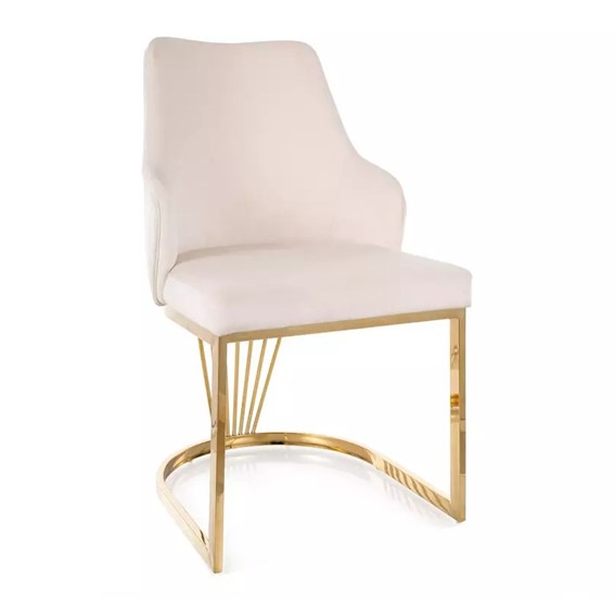 Krzesło ALURE Velvet Jasny Beżowy/Złoty