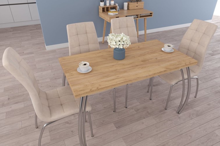 Stół ST(B)-FX 67x128 II Dąb Złoty Craft/Chrom