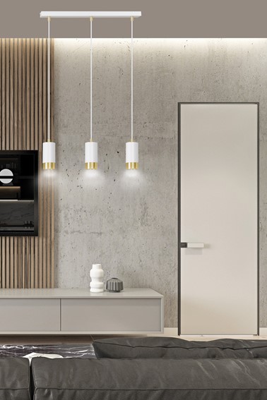 Lampa Wisząca FUMIKO 3 Biały/Złoty