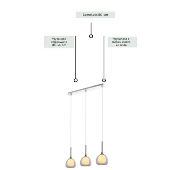Lampa Wisząca ANASTASI 3L Chromowany