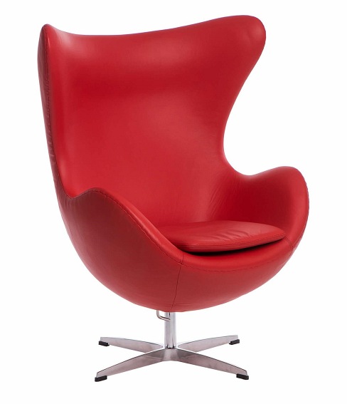 Fotel Jajo 66x78x106 Czerwona Skóra Premium 65
