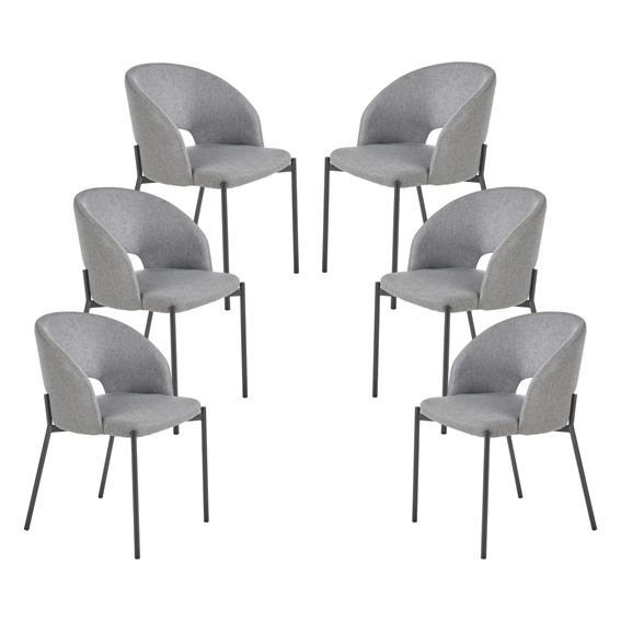 Zestaw 6x Krzesło K373 Czarny/Popielaty