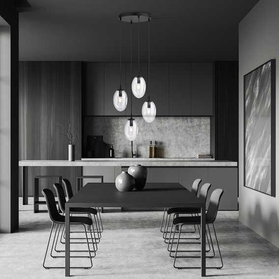 Lampa Wisząca ASTRAL 4 PREMIUM Czarny/Transparentny