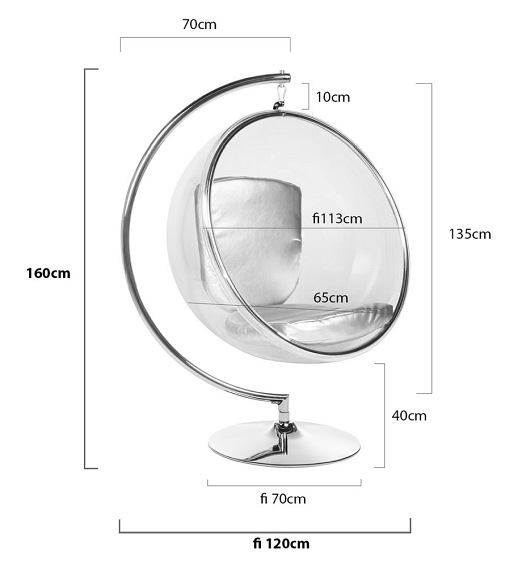 Fotel BUBBLE STAND Poduszka Srebrna Ekoskóra