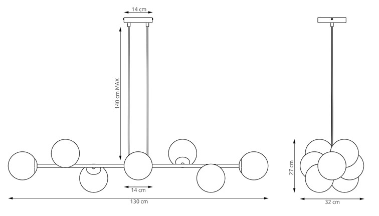 Lampa Wisząca MAGNUS 8 Beżowy/Biały