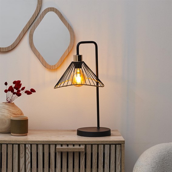 Lampa Stołowa ANEL Czarny/Rattan