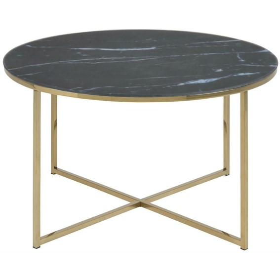 Stolik Kawowy ALISMA Okrągły Gold/Black Marble