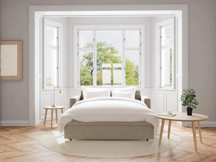 Sofa FLEURY z Funkcją Spania Beżowy