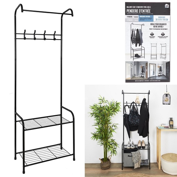 Stojak/Wieszak do Przedpokoju 30x61x170 Czarny