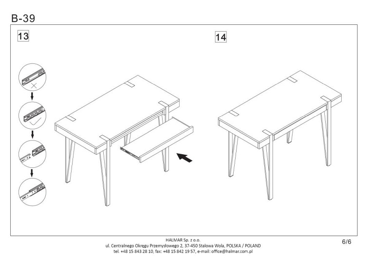 Biurko B39 Czarny/Orzech Miodowy