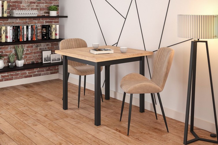 Stół ST25-FX 80x80 Dąb Złoty Craft/Czarny