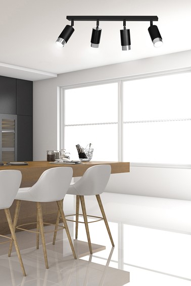 Lampa Sufitowa HIRO 4 Czarny/Chrom