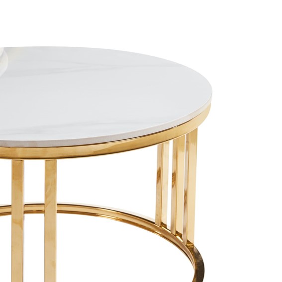 Ława L23-FX fi80 fi60 Biały Marmur/Złoty