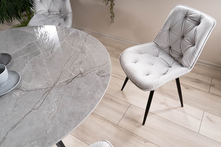 Stół MURANO fi120 Chrom/Biały Efekt Marmuru