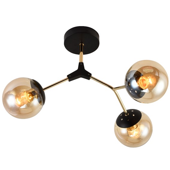 Żyrandol GRACE 3 Chromowany/Bursztynowy