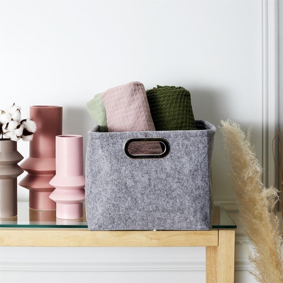 Zestaw 2 Pudełek Filcowych Prostokątne Szare
