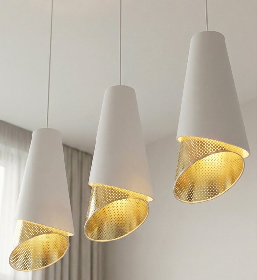 Lampa Wisząca MODA 3 Biały/Złoty