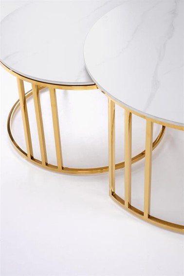 Ława (Zestaw) MERCURY 3 Złoty/Biały Marmur