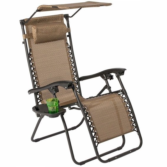 Leżak Ogrodowy z Daszkiem ZERO GRAVITY ARUBA Brązowy