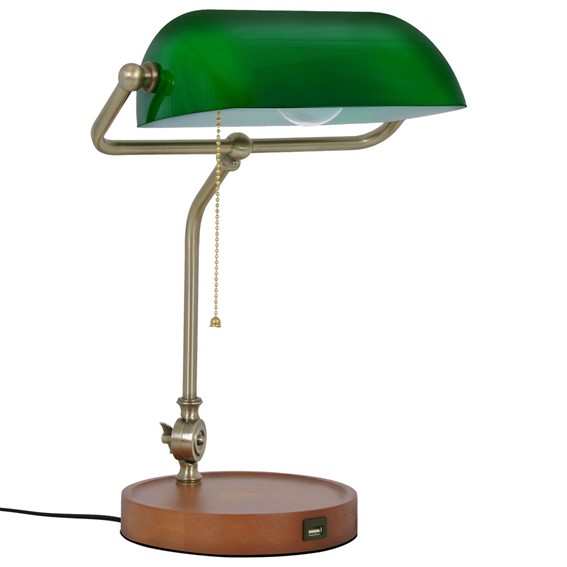 Lampa Biurkowa Bankierka BANK K-MT-208 Zielony/Złoty Antyczny